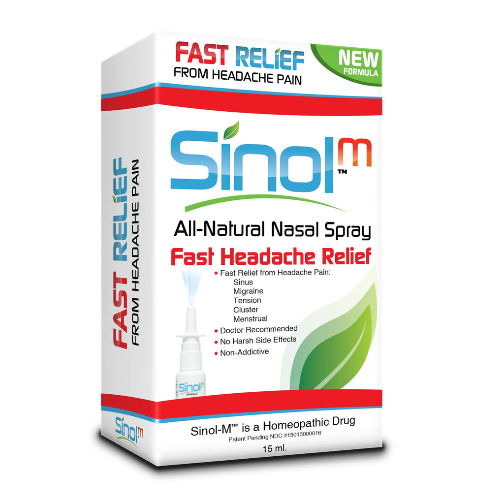 Sinol Headache Relief Spray, Over-The-Counter Medication Nose Spray for Migraine Cluster Tension, Sinus Relief & Nasal Decongestants, 15 ml - TrustMedUSA