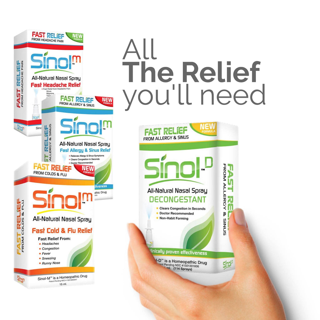 Sinol Headache Relief Spray, Over-The-Counter Medication Nose Spray for Migraine Cluster Tension, Sinus Relief & Nasal Decongestants, 15 ml - TrustMedUSA