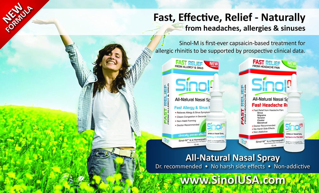 Sinol Headache Relief Spray, Over-The-Counter Medication Nose Spray for Migraine Cluster Tension, Sinus Relief & Nasal Decongestants, 15 ml - TrustMedUSA