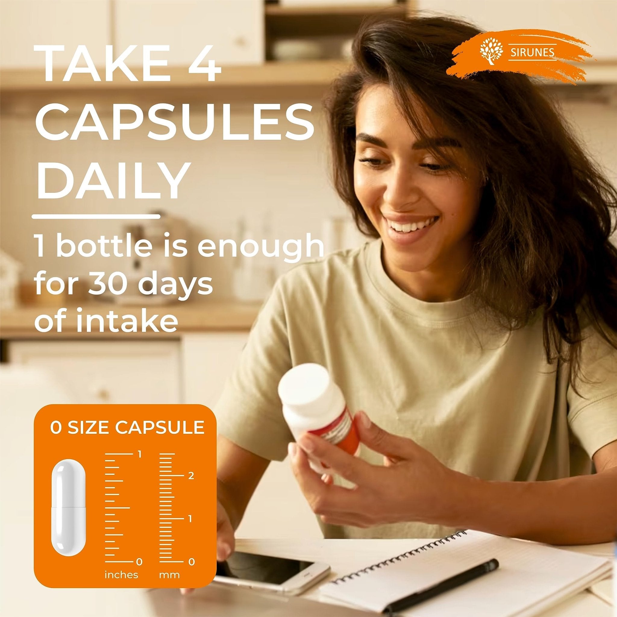 SIRUNES Marine Collagen Peptides, 120 Capsules - Fish Collagen Supplements for Women, Great for Hair, Skin, Nails, Joints & Bones - Made in USA - Maple Wellness Supplements