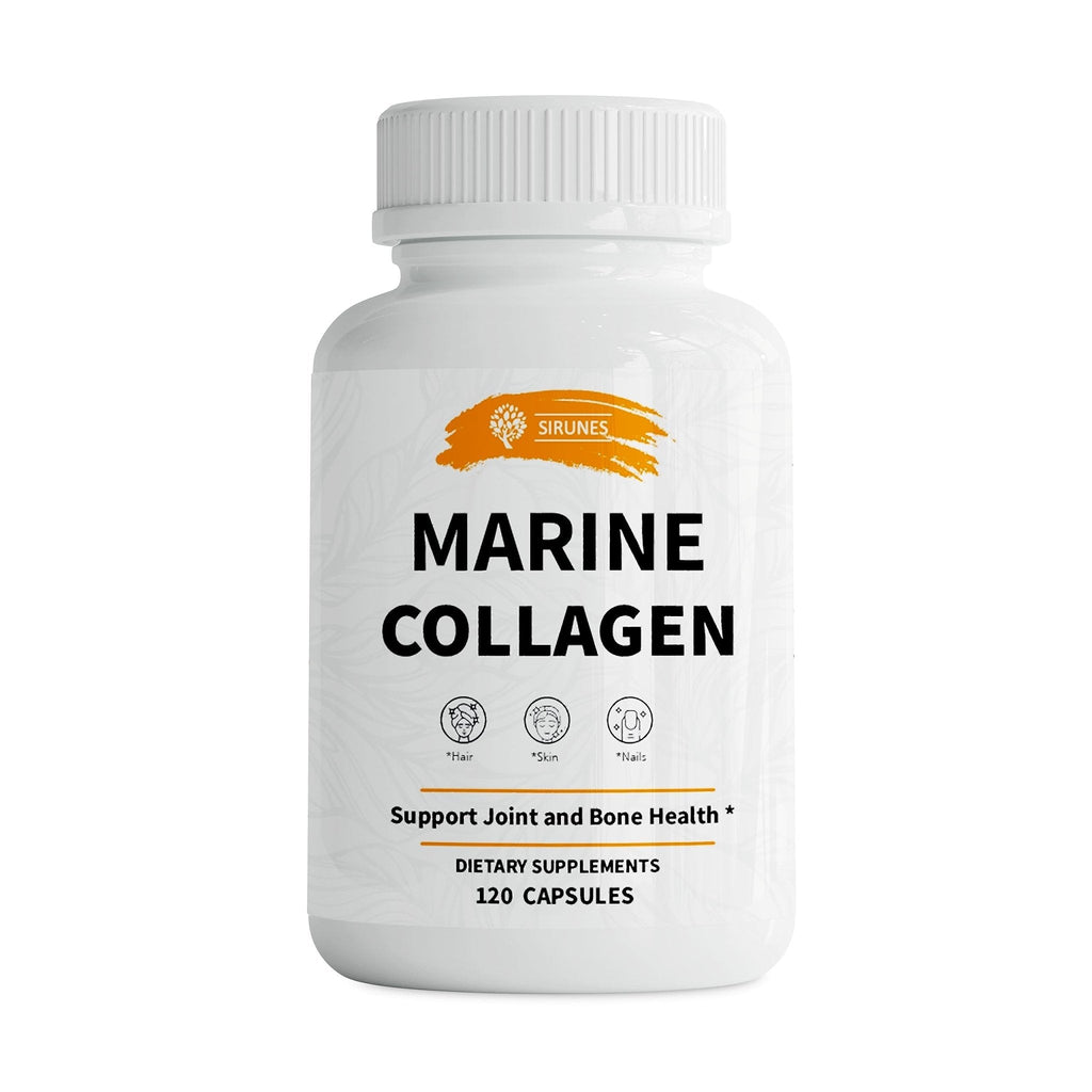 SIRUNES Marine Collagen Peptides, 120 Capsules - Fish Collagen Supplements for Women, Great for Hair, Skin, Nails, Joints & Bones - Made in USA - Maple Wellness Supplements