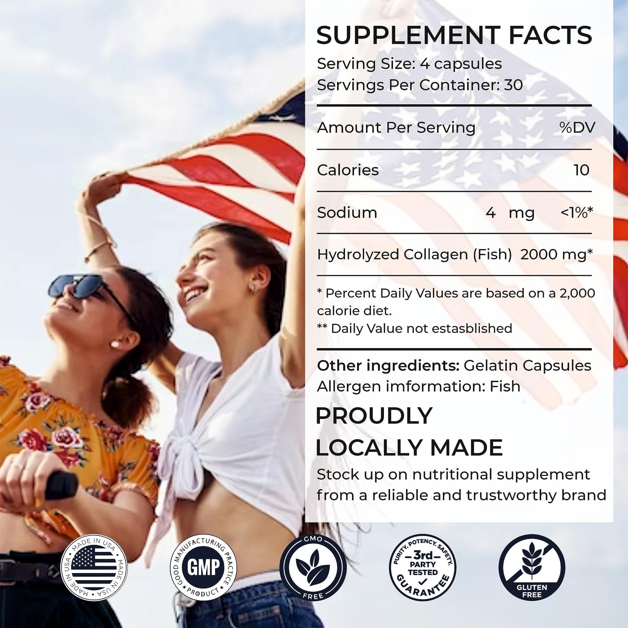 SIRUNES Marine Collagen Peptides, 120 Capsules - Fish Collagen Supplements for Women, Great for Hair, Skin, Nails, Joints & Bones - Made in USA - Maple Wellness Supplements