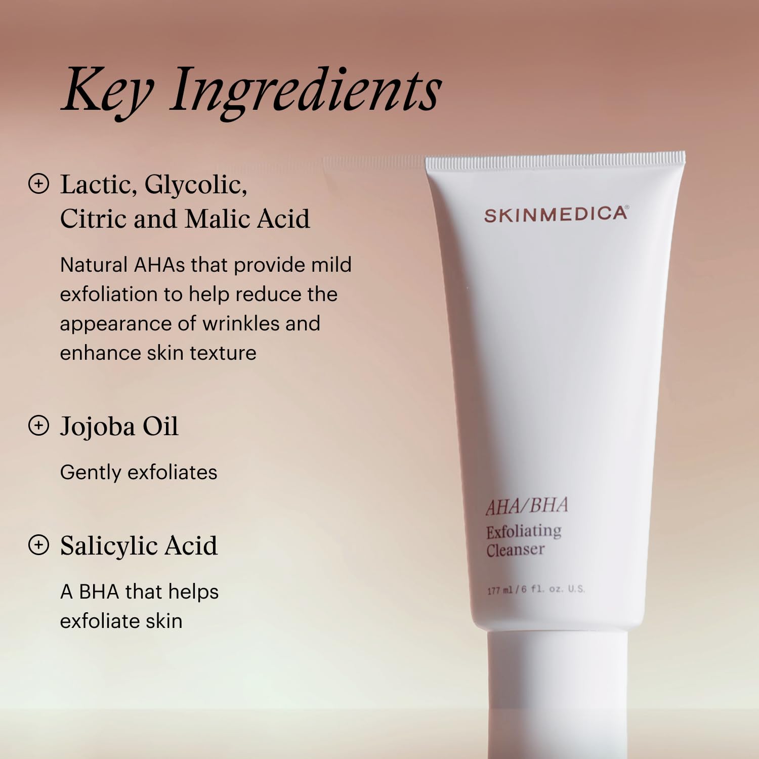 SkinMedica AHA/BHA Exfoliating Face Wash (NEW PACKAGING),Gentle Facial Exfoliating Scrub with Jojoba Oil for Smoother, Radiant Skin - Helps Improve the Appearance of Skin Tone & Texture (6 Fl Oz) - TrustMedUSA