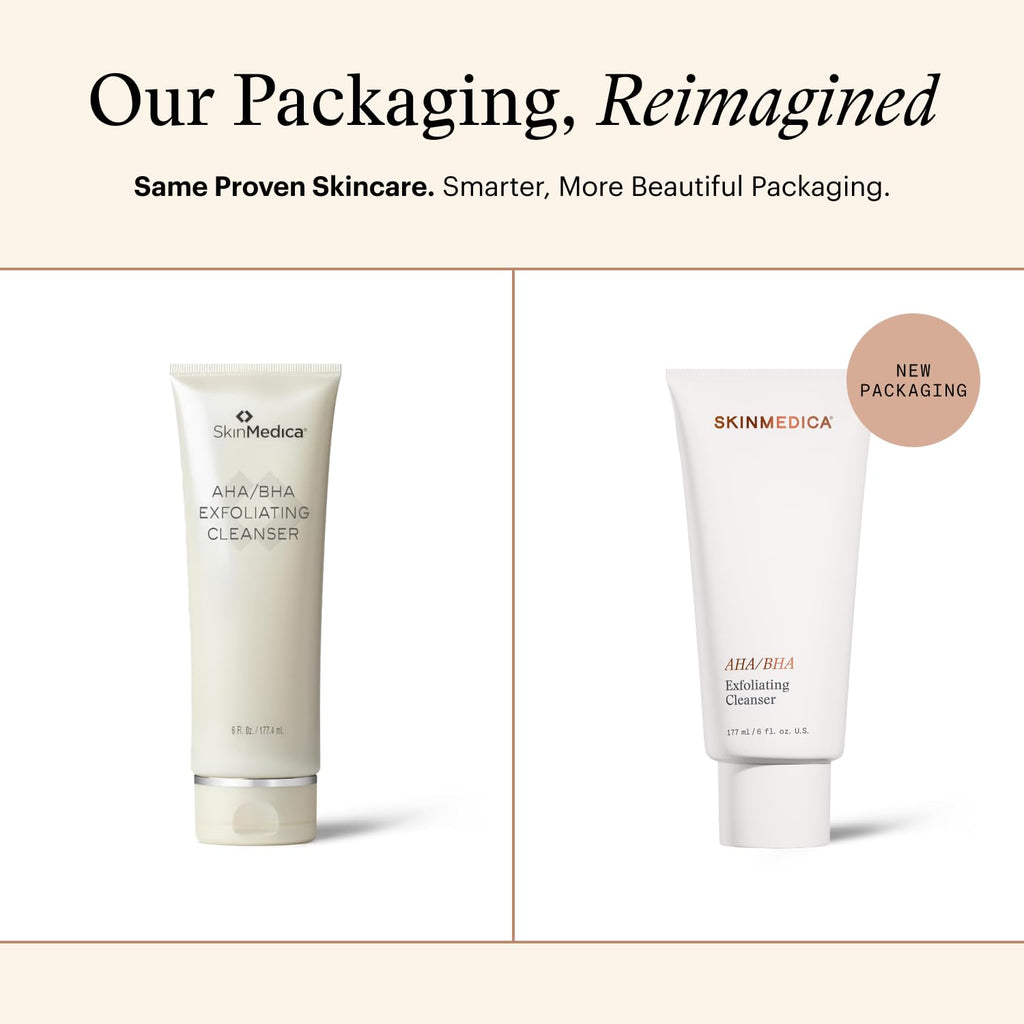 SkinMedica AHA/BHA Exfoliating Face Wash (NEW PACKAGING),Gentle Facial Exfoliating Scrub with Jojoba Oil for Smoother, Radiant Skin - Helps Improve the Appearance of Skin Tone & Texture (6 Fl Oz) - TrustMedUSA