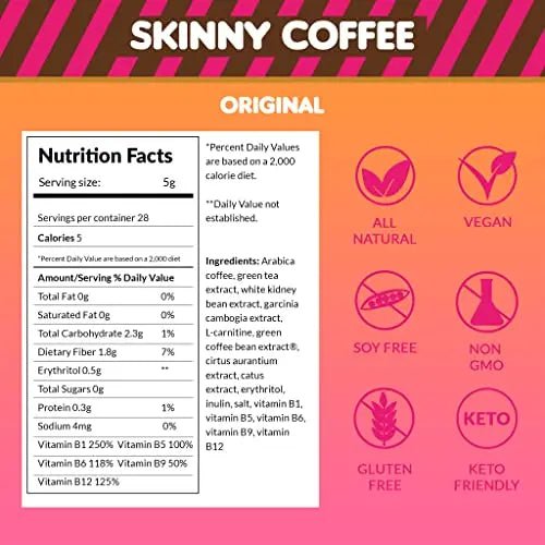 Skinny Boost Skinny Coffee- (Unflavored) Instant Sticks Made with Arabica Coffee, Garcinia - TrustMedUSA