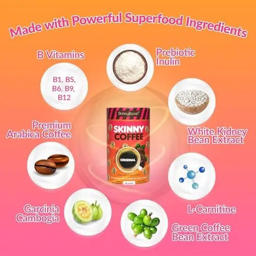 Skinny Boost Skinny Coffee- (Unflavored) Instant Sticks Made with Arabica Coffee, Garcinia - TrustMedUSA