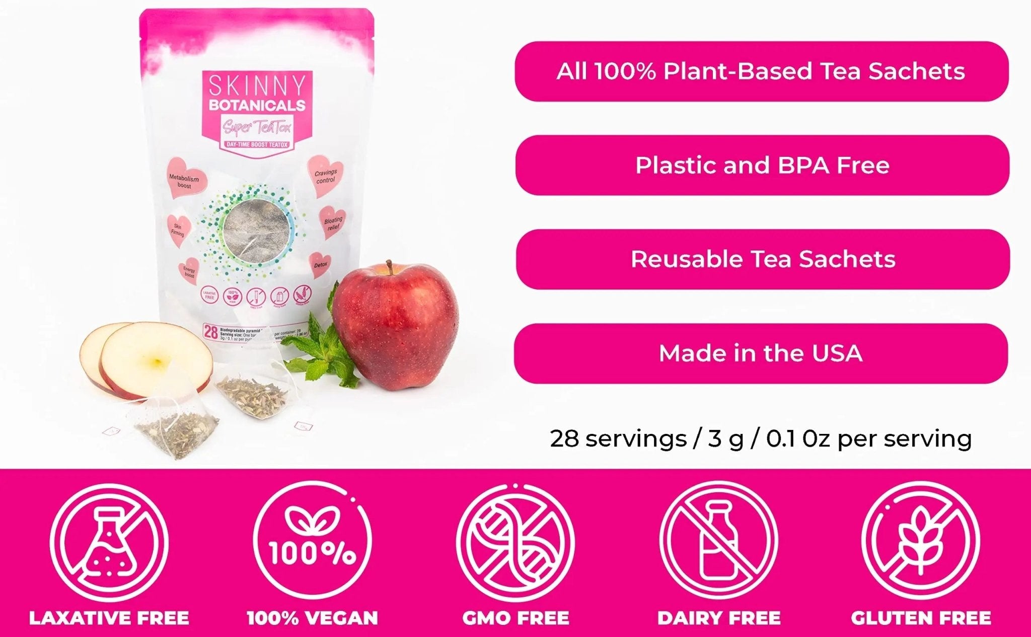 Skinny Botanicals Daytime Detox Tea for Body Cleanse All Natural - Laxative-Free, Supports - TrustMedUSA