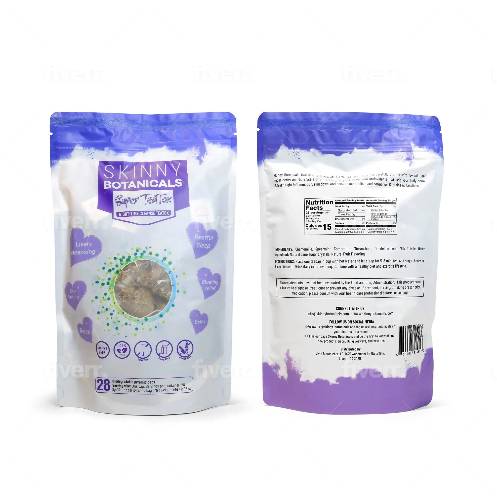 Skinny Botanicals Evening Detox Tea for Body Cleanse All Natural - Laxative-Free - TrustMedUSA