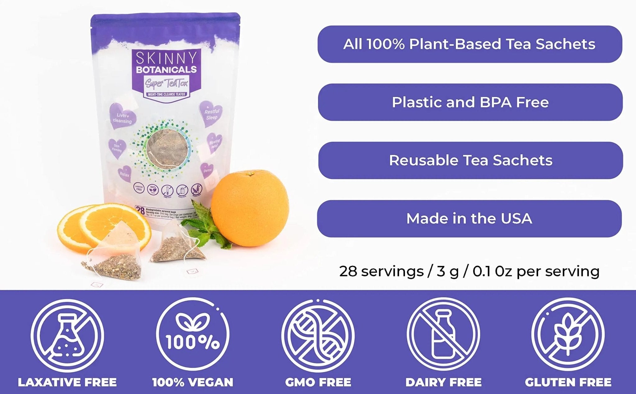 Skinny Botanicals Evening Detox Tea for Body Cleanse All Natural - Laxative-Free - TrustMedUSA