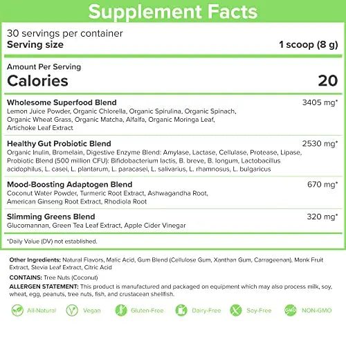 SkinnyFit Mango Splash Skinny Greens, Green Juice Superfood Powder, Natural Energy - TrustMedUSA