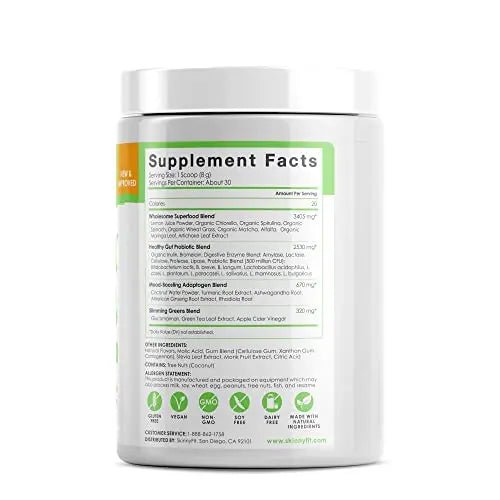 SkinnyFit Mango Splash Skinny Greens, Green Juice Superfood Powder, Natural Energy - TrustMedUSA