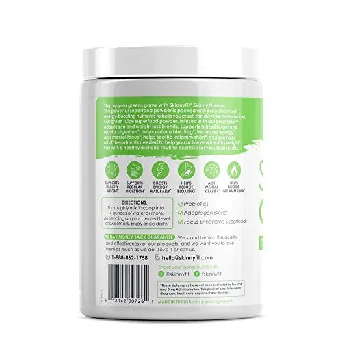 SkinnyFit Mango Splash Skinny Greens, Green Juice Superfood Powder, Natural Energy - TrustMedUSA