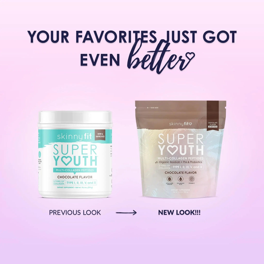 SkinnyFit Super Youth Chocolate Multi-Collagen Peptides + Probiotics, Baobab Fiber - TrustMedUSA