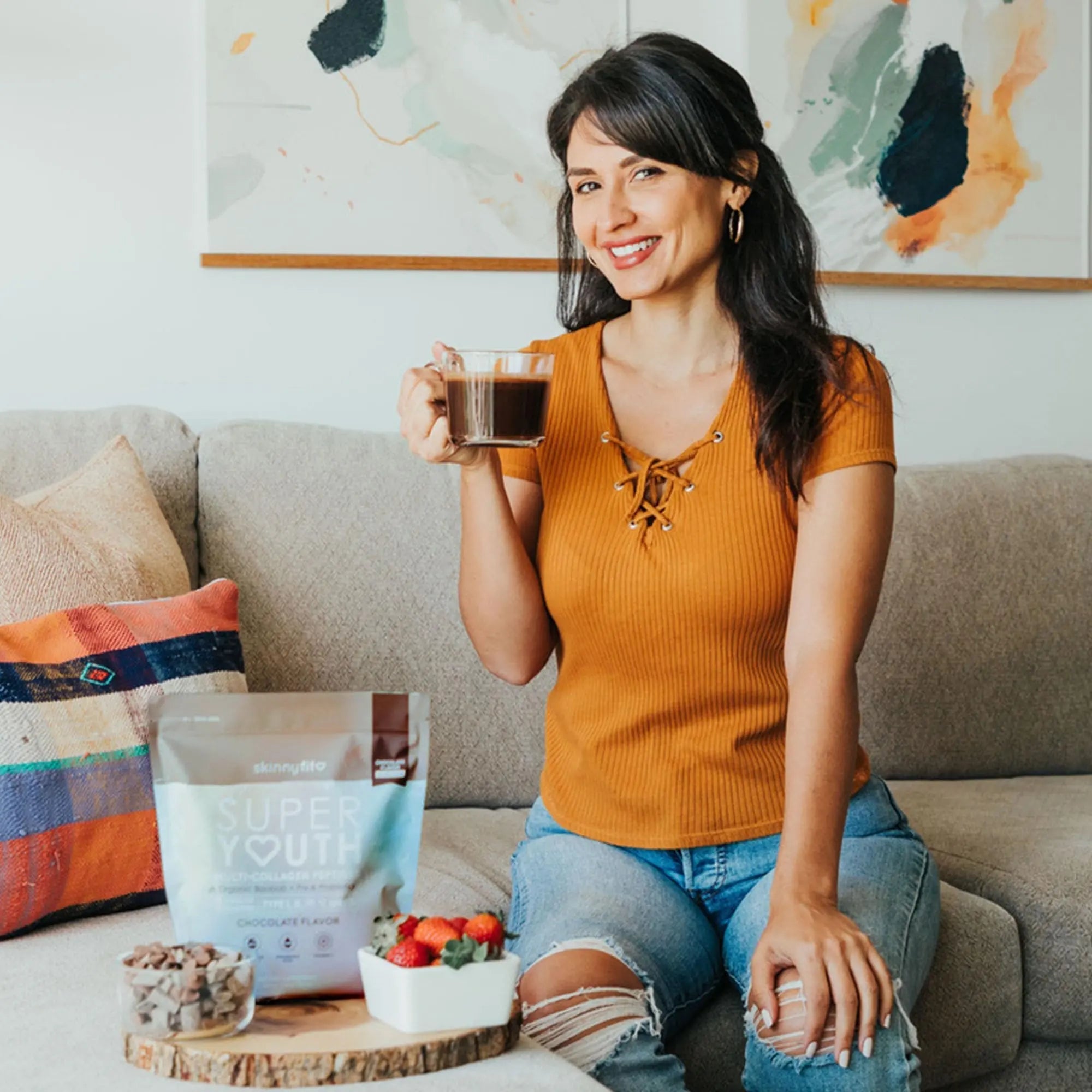 SkinnyFit Super Youth Chocolate Multi-Collagen Peptides + Probiotics, Baobab Fiber - TrustMedUSA