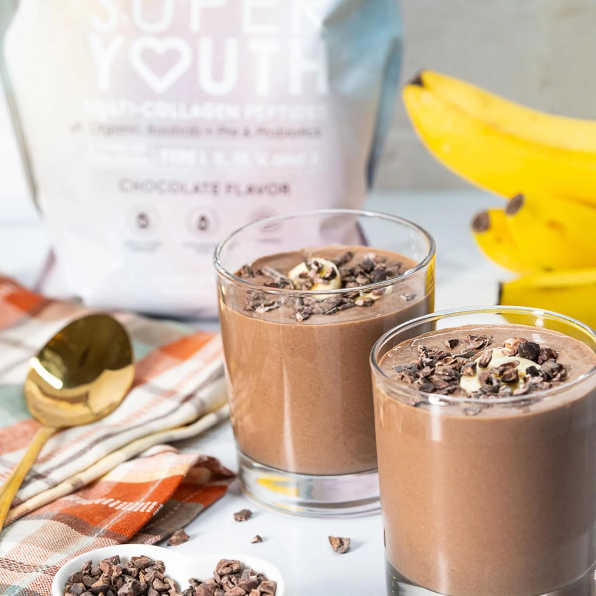 SkinnyFit Super Youth Chocolate Multi-Collagen Peptides + Probiotics, Baobab Fiber - TrustMedUSA