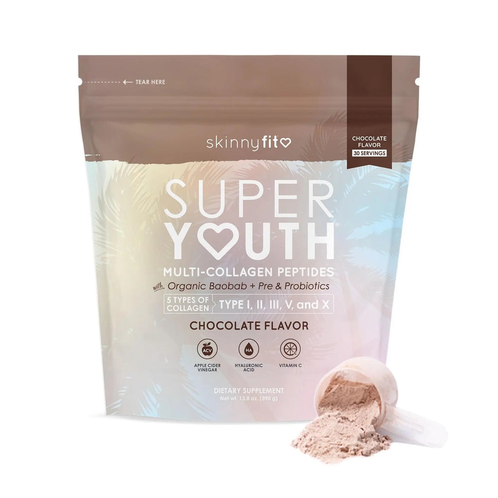 SkinnyFit Super Youth Chocolate Multi-Collagen Peptides + Probiotics, Baobab Fiber - TrustMedUSA