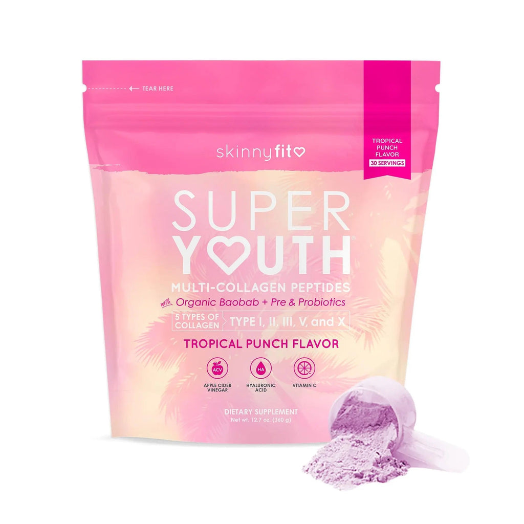 SkinnyFit Super Youth Tropical Punch Multi-Collagen Peptides + Probiotics, Baobab Fiber - TrustMedUSA