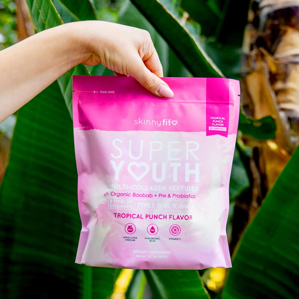 SkinnyFit Super Youth Tropical Punch Multi-Collagen Peptides + Probiotics, Baobab Fiber - TrustMedUSA