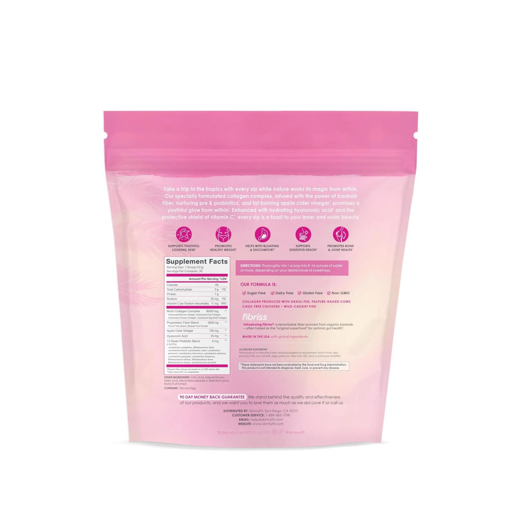 SkinnyFit Super Youth Tropical Punch Multi-Collagen Peptides + Probiotics, Baobab Fiber - TrustMedUSA