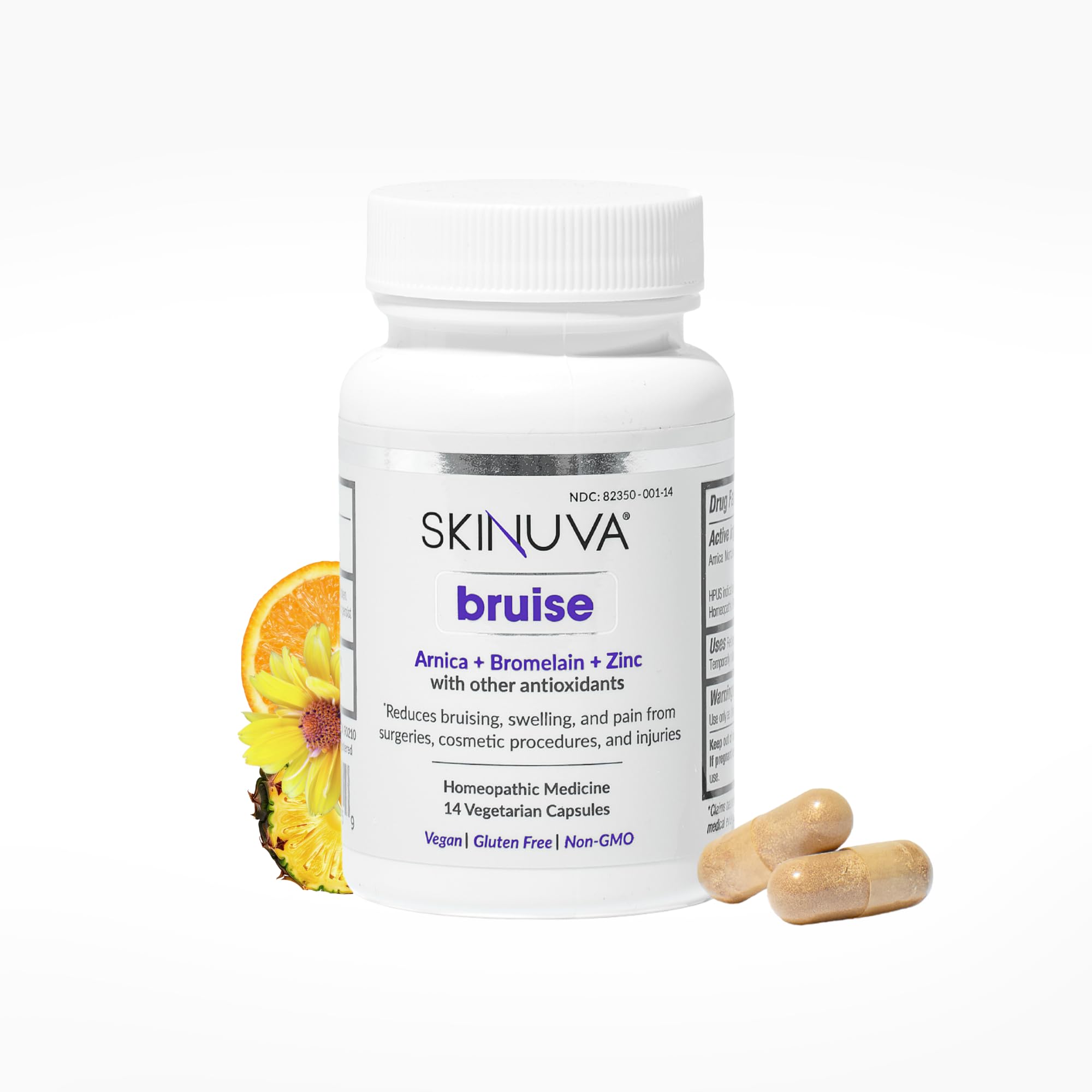 Skinuva® Bruise - Supplement for Bruising and Swelling - A Homeopathic Bruise Remedy Formulated with Arnica, Bromelain & Zinc - 14 Capsules (7-Day Treatment) - TrustMedUSA