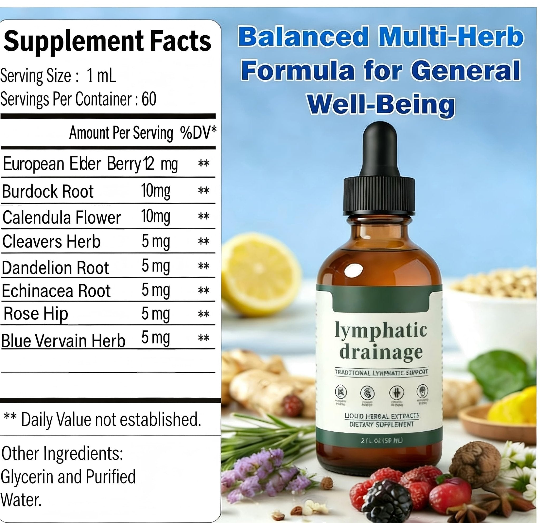Skrmooning Lymphatic Drainage Drops -2 Pack Organic Lymphatic Drainage Supplement, Reduces Swelling, Boosts Immunity Vitality,Enhance Clarity, Portable Dropper Design, 2 Fl Oz - Maple Wellness Supplements