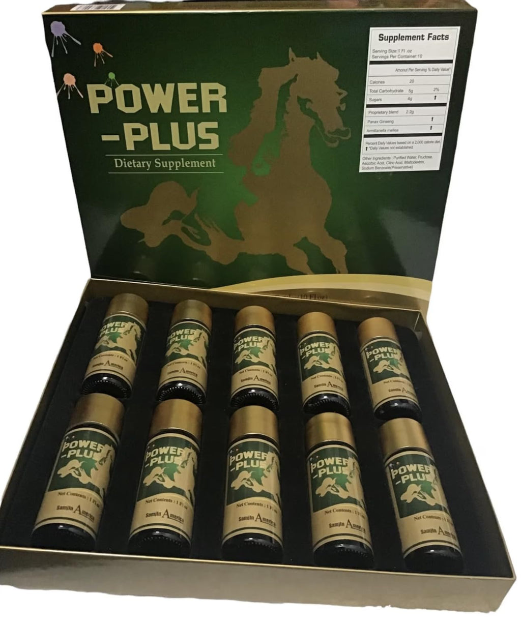Skydia Power Plus - 10 Bottles Power-Plus Botanical Blend Liquid Supplement (1 FL OZ) Korean Ginseng Extract Ginseng Supplement Natural Men Tonic Ginseng Root Korean Red Ginseng Drops - TrustMedUSA