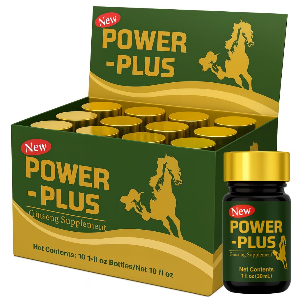 Skydia Power Plus - 10 Bottles Power-Plus Botanical Blend Liquid Supplement (1 FL OZ) Korean Ginseng Extract Ginseng Supplement Natural Men Tonic Ginseng Root Korean Red Ginseng Drops - TrustMedUSA