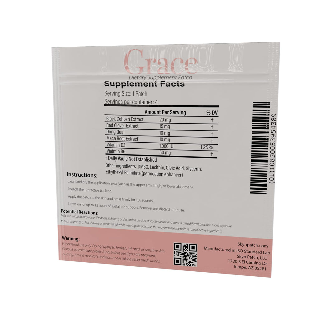 Skyn Patch Grace Transdermal Wellness Patch – Plant Based Daily Adaptogens & Nutrient Support | Transdermal Patch Delivery | 4-Night Pack - TrustMedUSA