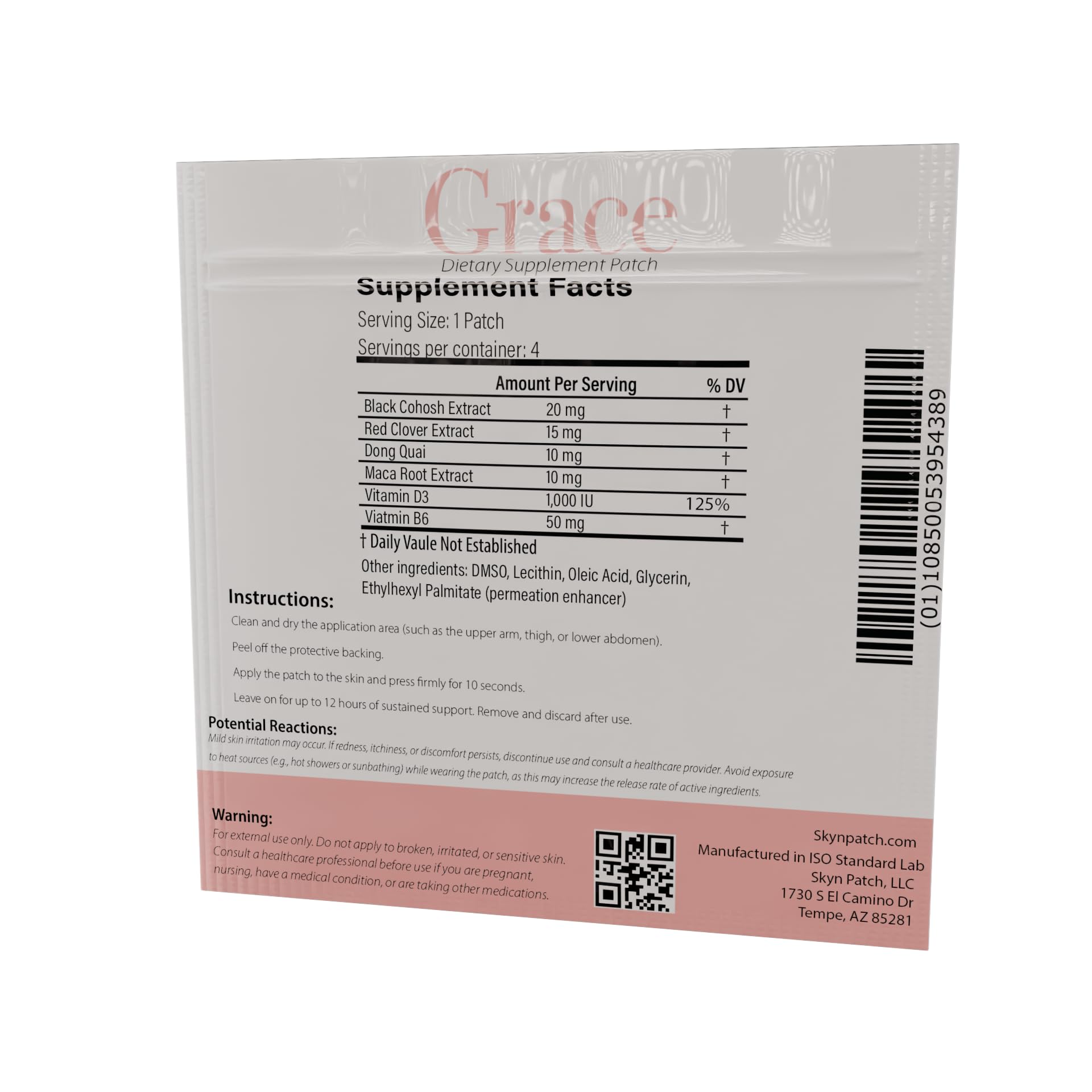 Skyn Patch Grace Transdermal Wellness Patch – Plant Based Daily Adaptogens & Nutrient Support | Transdermal Patch Delivery | 4-Night Pack - TrustMedUSA