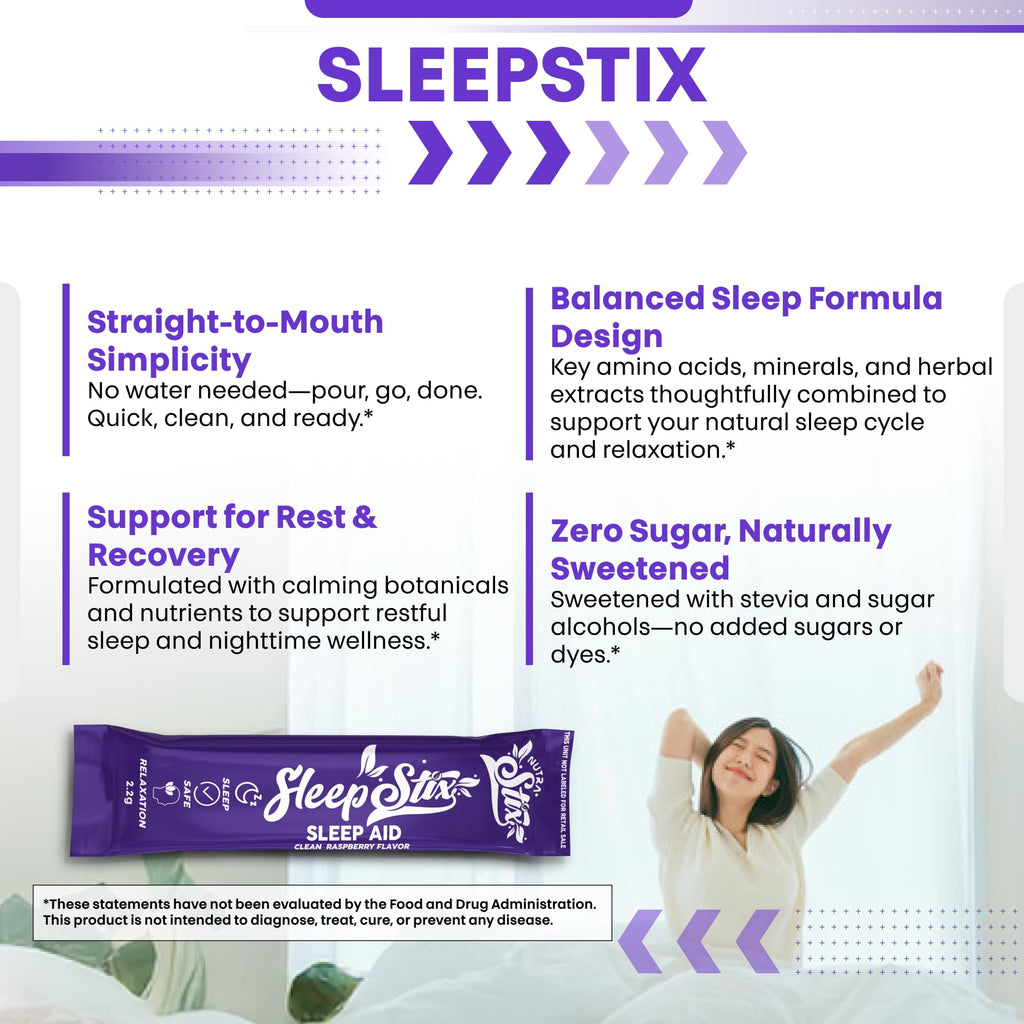 Sleep Aid Melatonin Powder Tryptophan Glycine Valerian Root Magnesium For Sleep Lemon Balm L Theanine Magnesium Glycinate Zinc Sleep Aid Myo Inositol GABACalm B6 5 HTP Stress Relief 20 Stix - TrustMedUSA