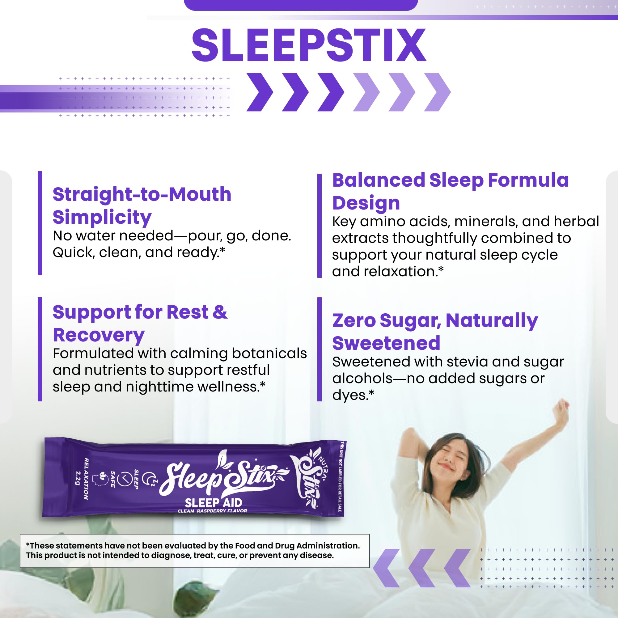 Sleep Aid Melatonin Powder Tryptophan Glycine Valerian Root Magnesium For Sleep Lemon Balm L Theanine Magnesium Glycinate Zinc Sleep Aid Myo Inositol GABACalm B6 5 HTP Stress Relief 20 Stix - TrustMedUSA