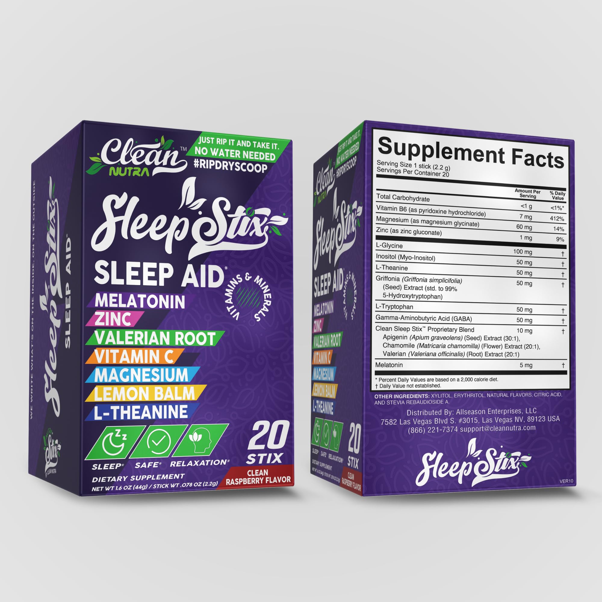 Sleep Aid Melatonin Powder Tryptophan Glycine Valerian Root Magnesium For Sleep Lemon Balm L Theanine Magnesium Glycinate Zinc Sleep Aid Myo Inositol GABACalm B6 5 HTP Stress Relief 20 Stix - TrustMedUSA