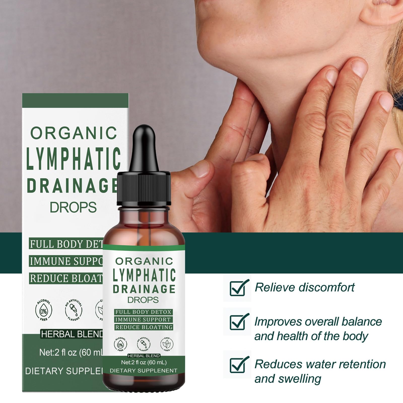 Slifthistle Lymphatic Drainage Drops, Lymphatic Support Liquid Drops, with Herbal Ingedients, Reduce Bloating, Full Body Detox & Cleanse, Promote Circulation, Vegan, Non-GMO (60ml) (1) - Maple Wellness Supplements