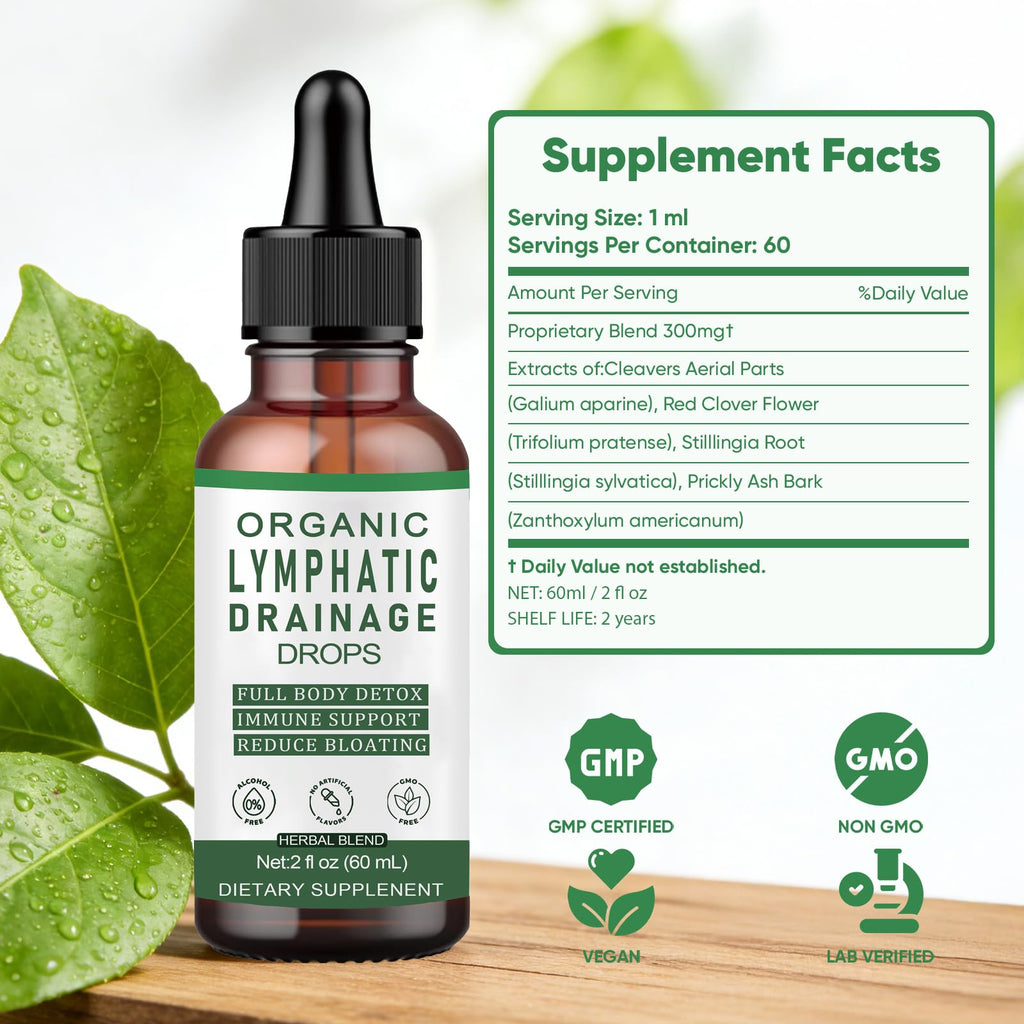 Slifthistle Lymphatic Drainage Drops, Lymphatic Support Liquid Drops, with Herbal Ingedients, Reduce Bloating, Full Body Detox & Cleanse, Promote Circulation, Vegan, Non-GMO (60ml) (1) - Maple Wellness Supplements