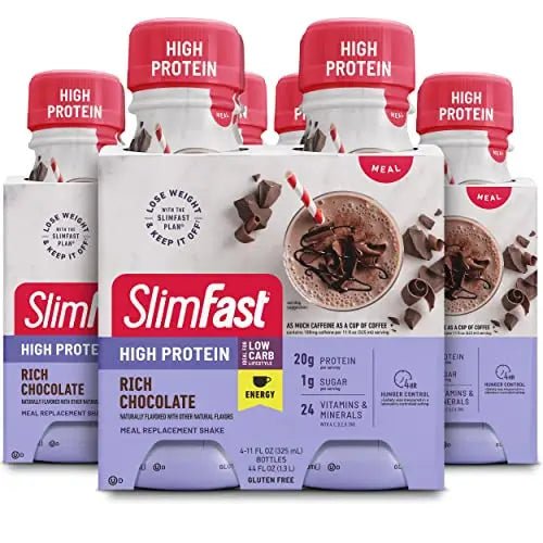 SlimFast Advanced Energy High Protein Meal Replacement Shake, Rich Chocolate, 20g - TrustMedUSA