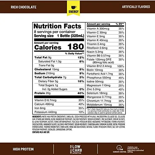 SlimFast Advanced Energy High Protein Meal Replacement Shake, Rich Chocolate, 20g - TrustMedUSA