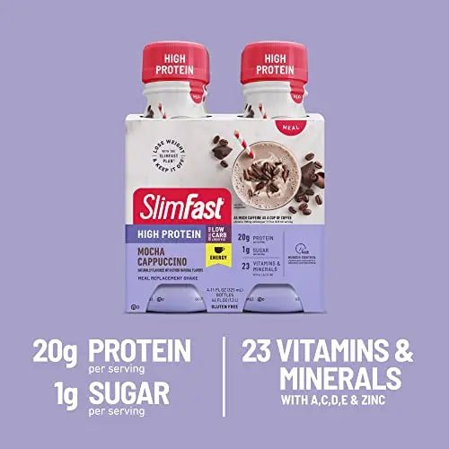 SlimFast Advanced Energy High Protein Meal Replacement Shake, Rich Chocolate, 20g - TrustMedUSA