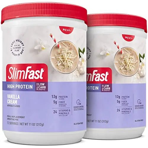 SlimFast Meal Replacement Smoothie Mix, 24 Servings, High Protein, Vanilla Cream, 20g - TrustMedUSA