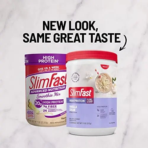 SlimFast Meal Replacement Smoothie Mix, 24 Servings, High Protein, Vanilla Cream, 20g - TrustMedUSA