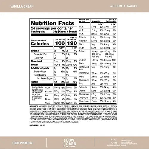 SlimFast Meal Replacement Smoothie Mix, 24 Servings, High Protein, Vanilla Cream, 20g - TrustMedUSA