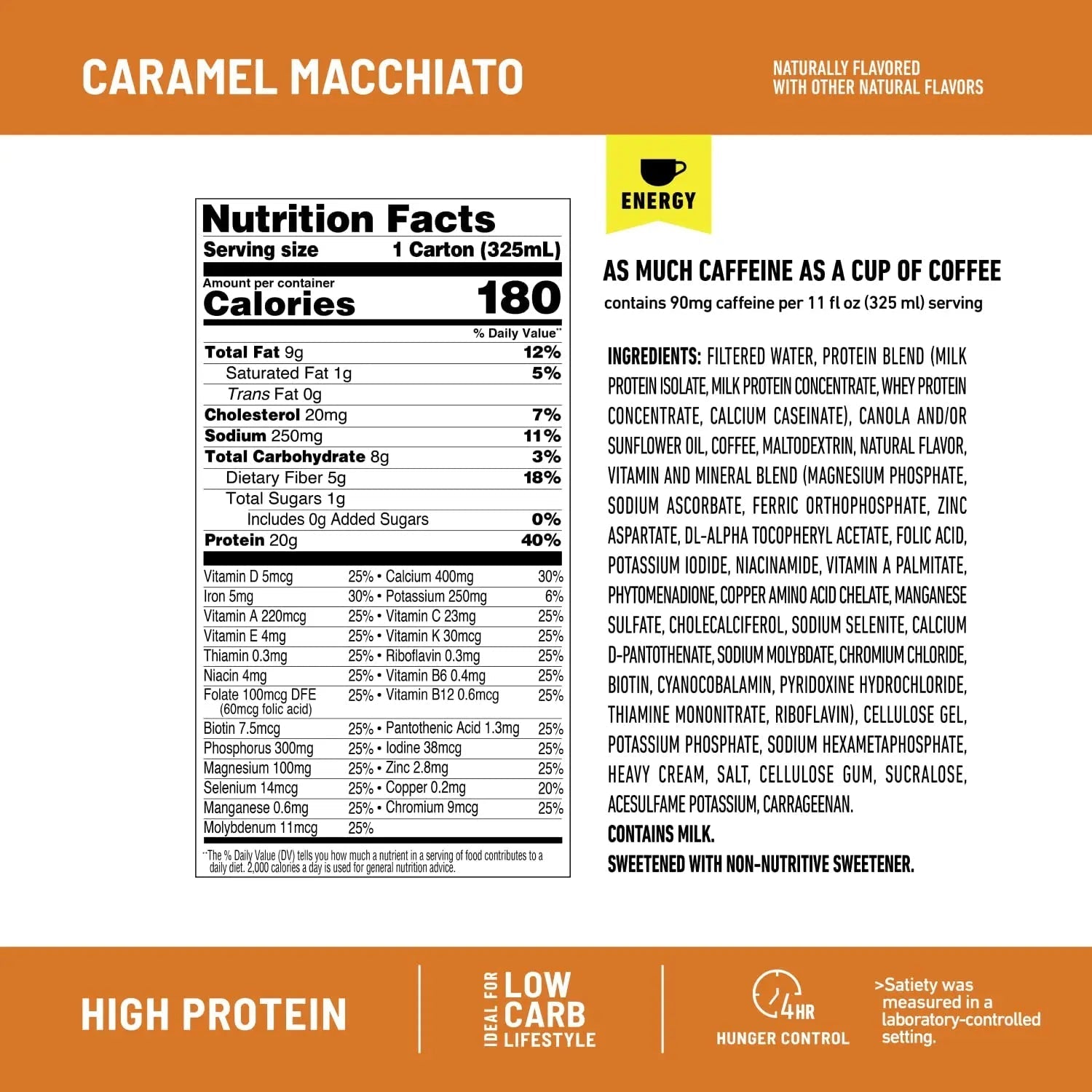 SlimFast Protein Shake with Caffeine, Caramel Macchiato- 20g Protein - TrustMedUSA