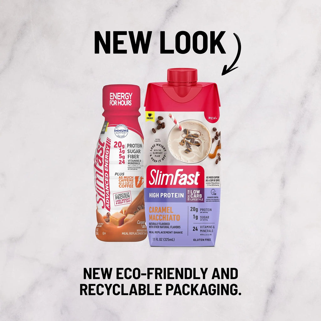 SlimFast Protein Shake with Caffeine, Caramel Macchiato- 20g Protein - TrustMedUSA