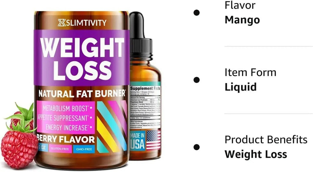 Slimtivite Weight Loss Drops - Diet Fat Effective Appetite Suppressant & Metabolism - TrustMedUSA