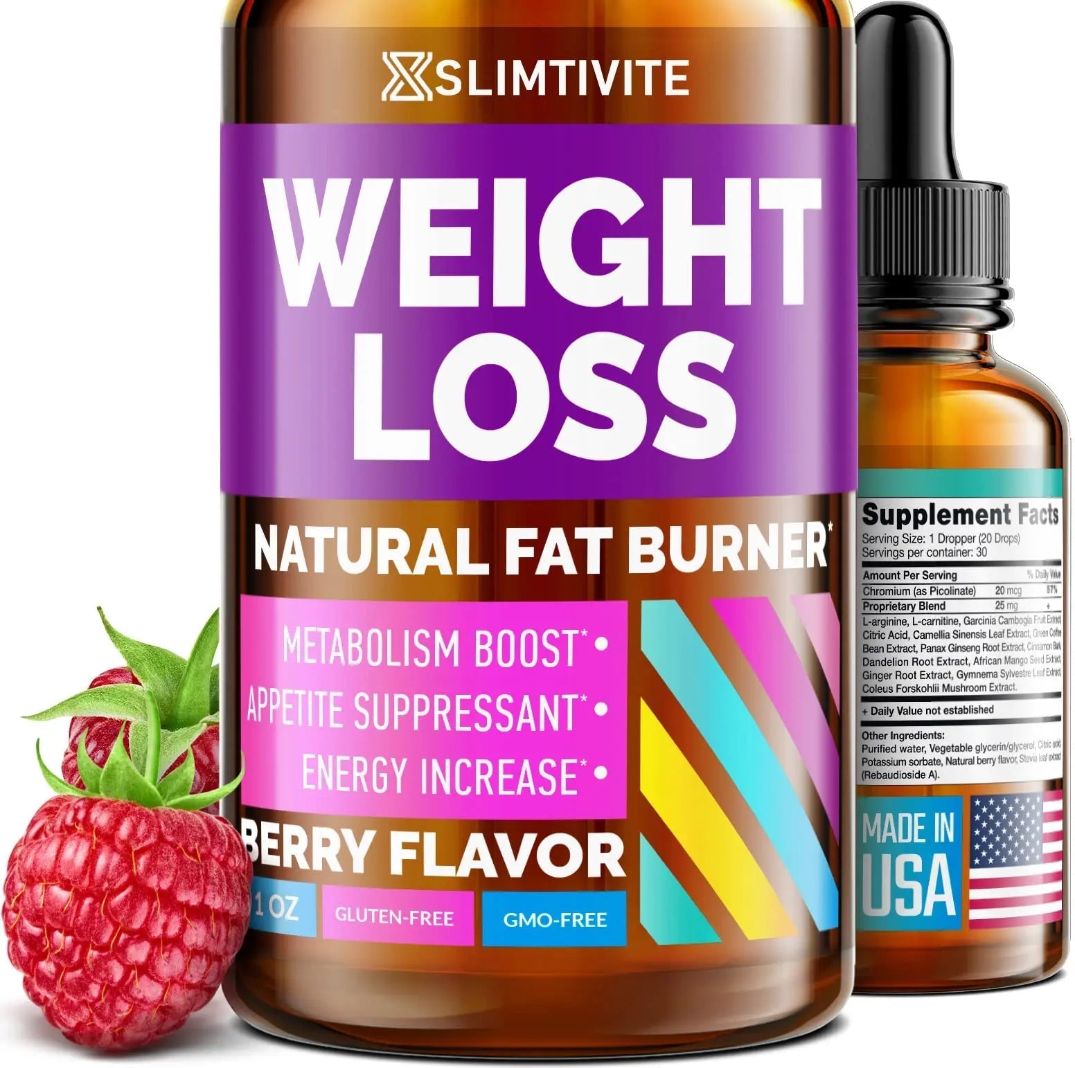 Slimtivite Weight Loss Drops - Diet Fat Effective Appetite Suppressant & Metabolism - TrustMedUSA