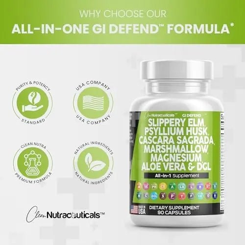 Slippery Elm 5000mg Psyllium Husk 2000mg Pre Probiotic Digestive Gut - TrustMedUSA