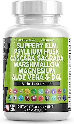 Slippery Elm 5000mg Psyllium Husk 2000mg Pre Probiotic Digestive Gut - TrustMedUSA