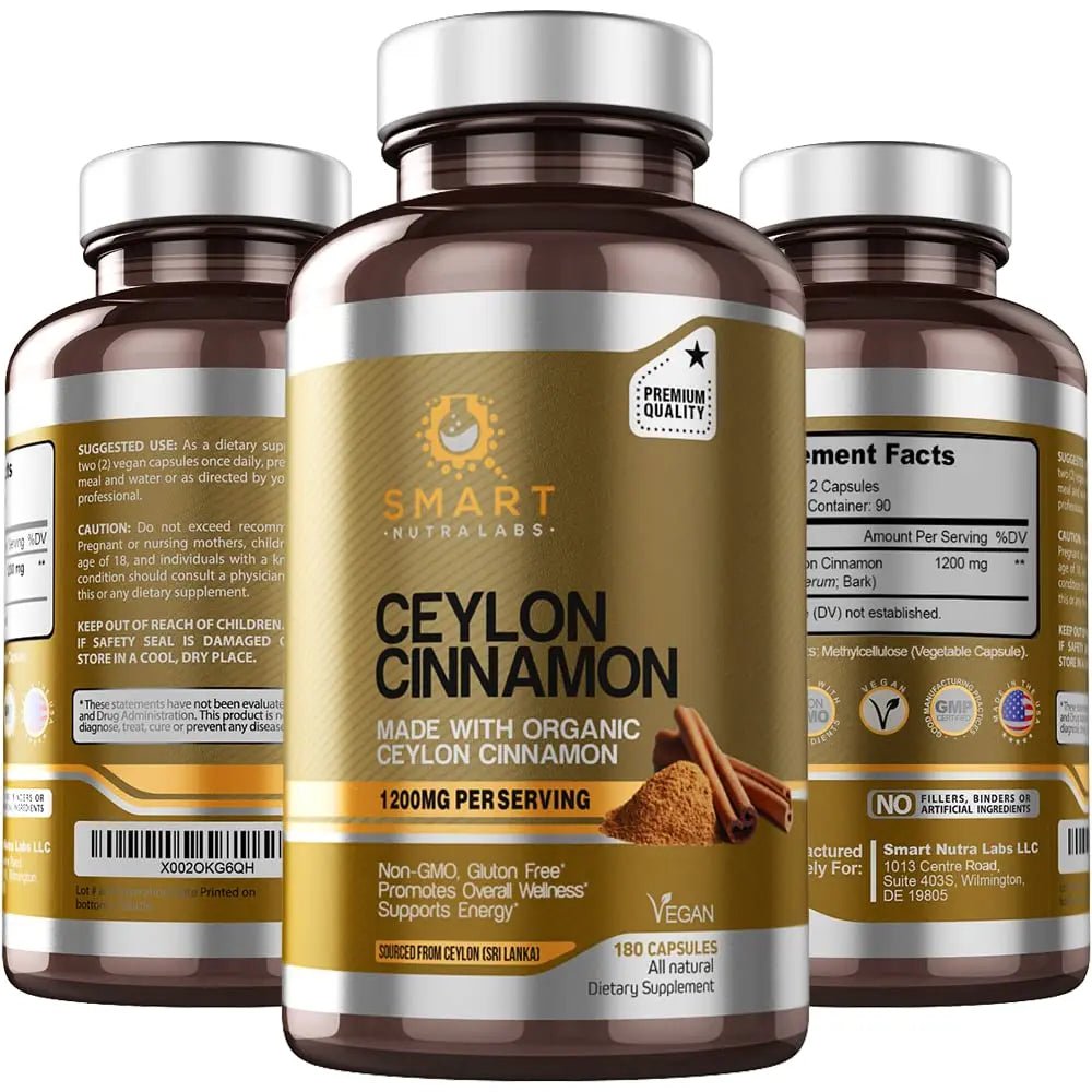 SMART NUTRA LABS Organic Ceylon Cinnamon Supplement 1200mg per - TrustMedUSA
