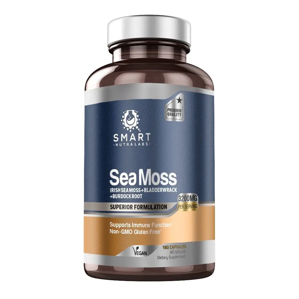 SMART NUTRA LABS Organic Sea Moss 3200MG Per Serving- 180 Vegan - TrustMedUSA