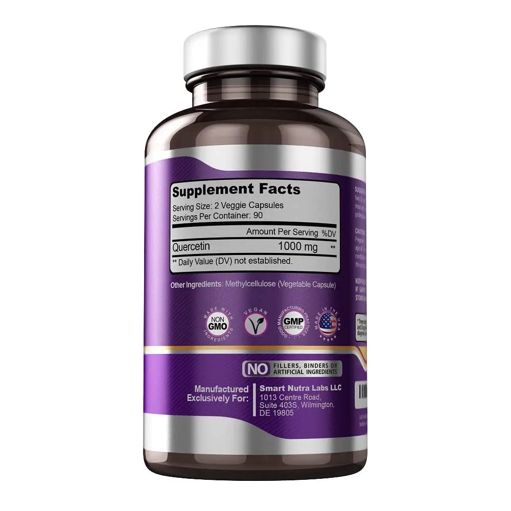 SMART NUTRA LABS Quercetin 1000mg- 180 Vegan Capsules - TrustMedUSA