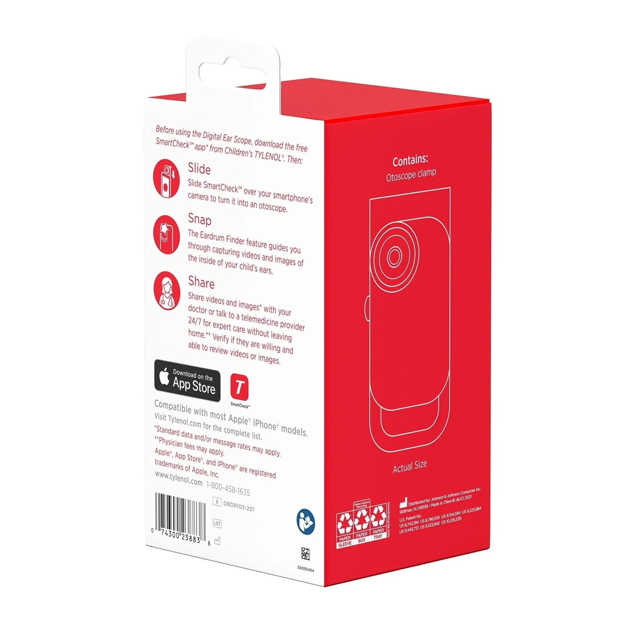 SmartCheck Digital Ear Scope from Children's Tylenol, Otoscope with Light, 1 Otoscope Clamp, 12 Specula Tips + Children's Tylenol Pain + Fever Medicine with Acetaminophen, 8 fl. oz - TrustMedUSA